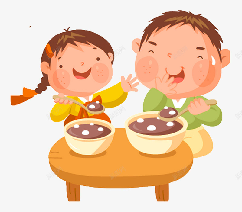 小孩吃汤圆psd免抠素材_新图网 https://ixintu.com 吃 小孩 欢乐 汤圆