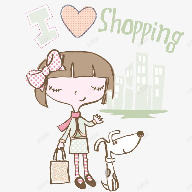 动漫小女孩矢量图eps免抠素材_新图网 https://ixintu.com 人物 儿童 孩子 小孩 走路 逛街 矢量图