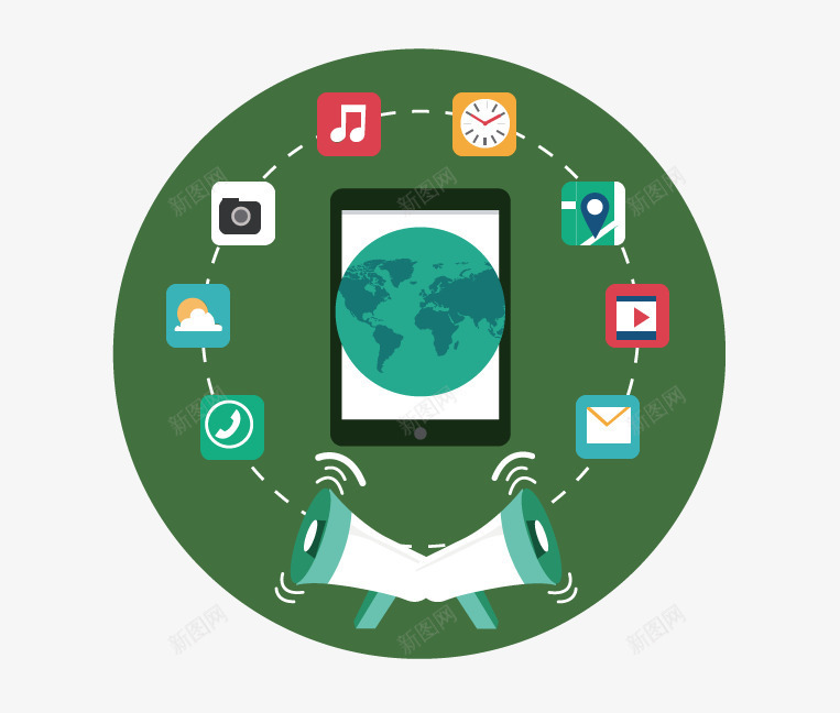 互联网化示意图png免抠素材_新图网 https://ixintu.com 各种APP 平板电脑 播放器 相机APP