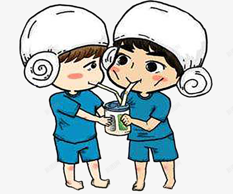 儿童一起喝水png免抠素材_新图网 https://ixintu.com 儿童喝水 喝水 好朋友喝一杯水 小孩一起喝水 小孩喝水 手绘儿童喝水