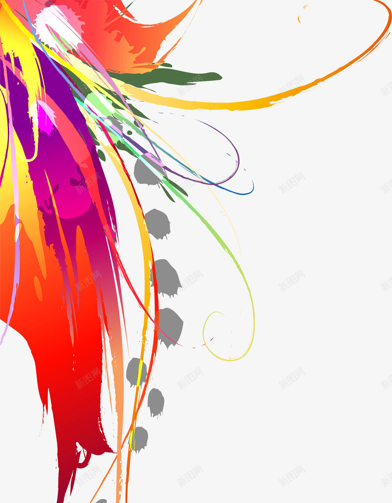 潮流墨迹矢量图ai免抠素材_新图网 https://ixintu.com VI 卡通 墨迹 手绘 潮流 背景 矢量图