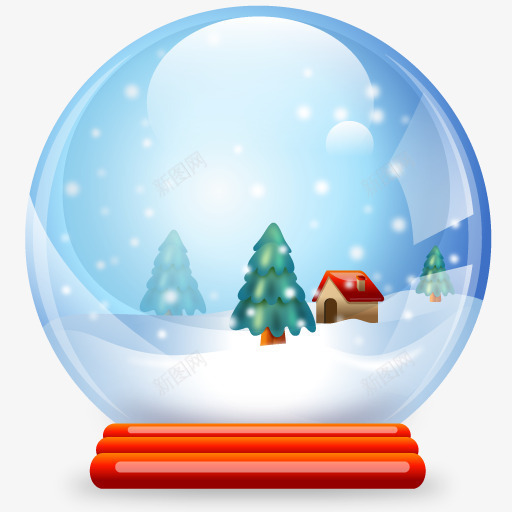 水晶球png免抠素材_新图网 https://ixintu.com 圣诞节 水晶球 雪