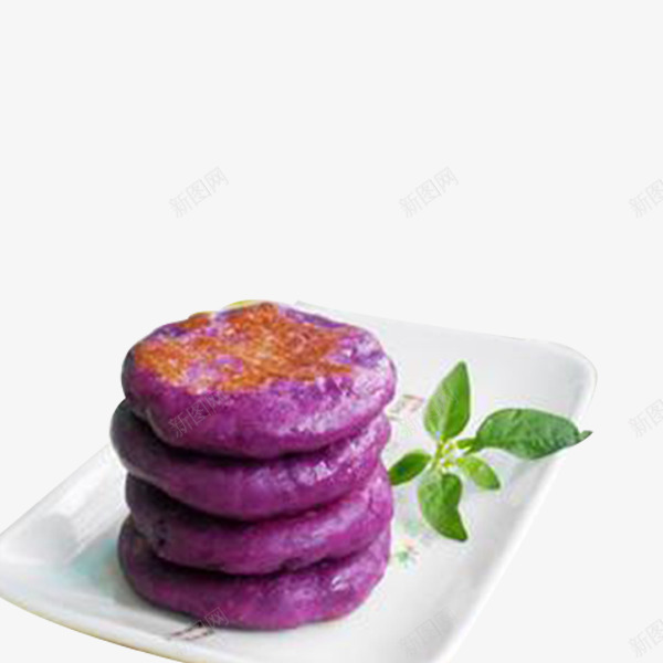 紫薯饼png免抠素材_新图网 https://ixintu.com 产品实物 叶子 美味