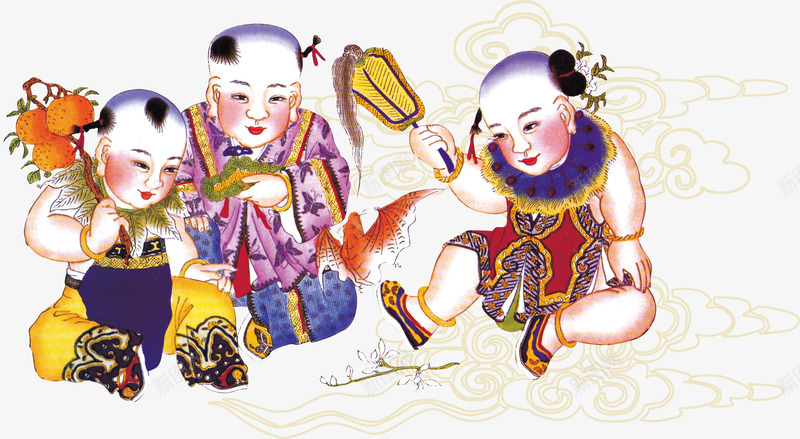 娃娃png免抠素材_新图网 https://ixintu.com 娃娃 小孩 年画 矢量素材