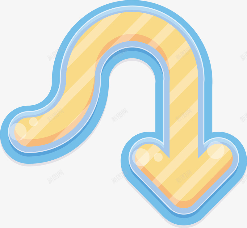 黄色后转弯箭头png免抠素材_新图网 https://ixintu.com 后转弯 条纹 条纹箭头 矢量png 箭头 黄色箭头