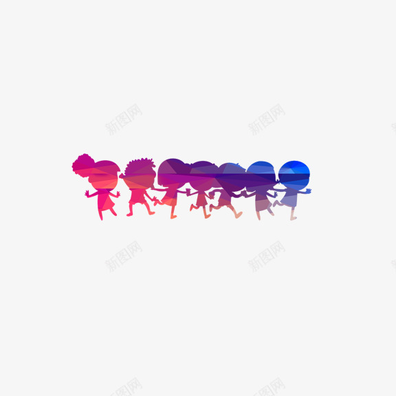 牵手的小孩psd免抠素材_新图网 https://ixintu.com 儿童 小孩 水墨