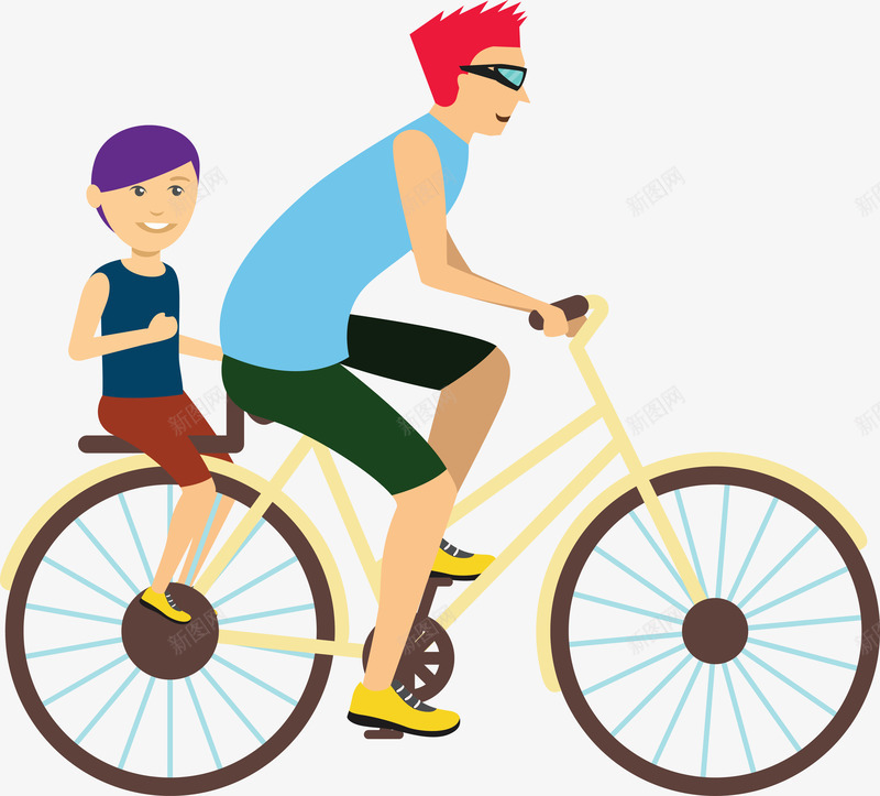 大人托着小孩骑单车png免抠素材_新图网 https://ixintu.com 单车 卡通人 卡通骑车的人 大人 小孩 矢量骑车的人 自行车 行车 骑自 骑车 骑车人