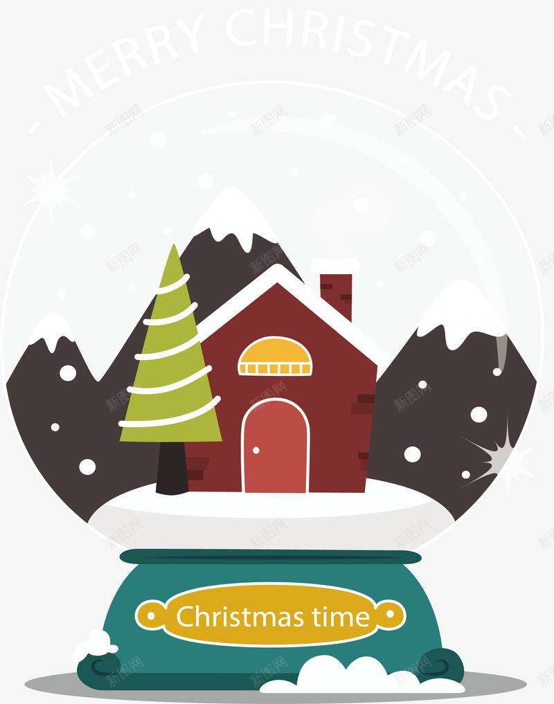 红房子圣诞水晶球png免抠素材_新图网 https://ixintu.com merryChristma merryChristmas 圣诞快乐 圣诞节 水晶球 矢量png 红房子