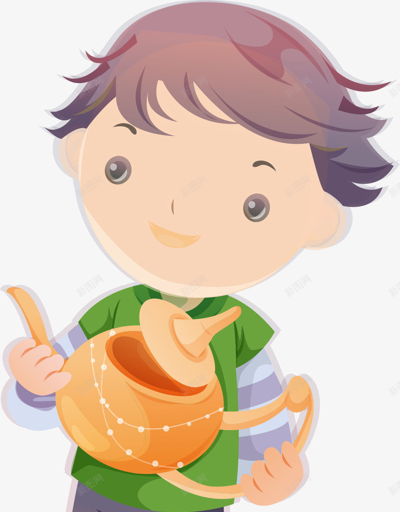 站着的小男孩矢量图ai免抠素材_新图网 https://ixintu.com 人物 卡通 小孩 站着的人 茶壶 矢量图