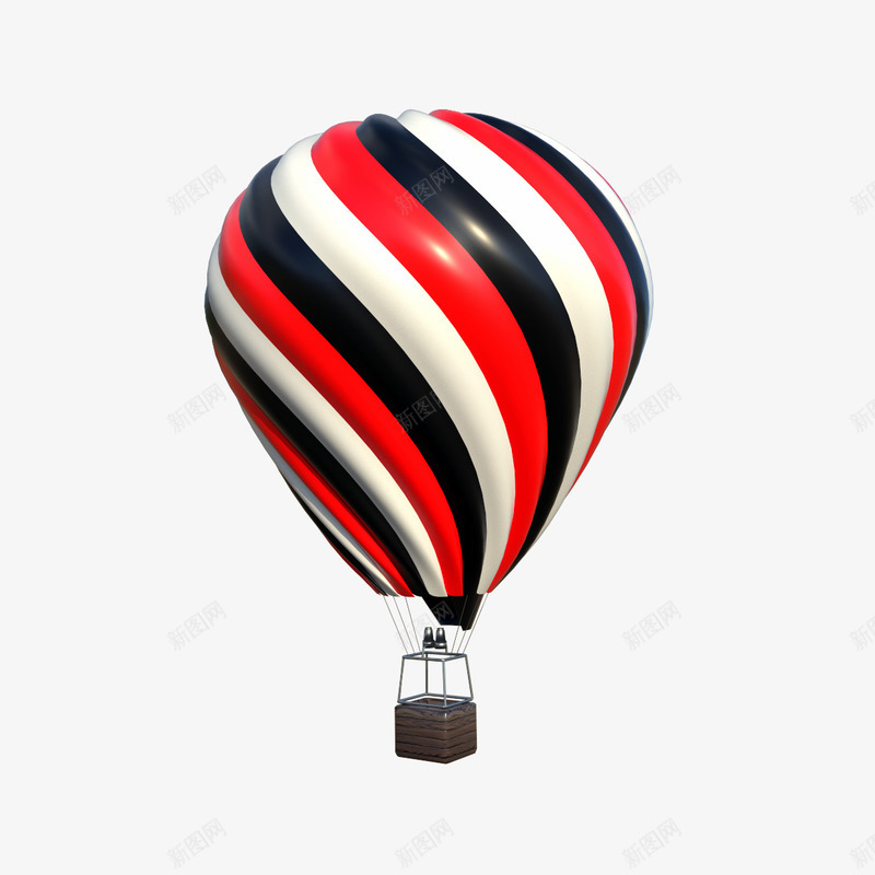 卡通三色热气球png免抠素材_新图网 https://ixintu.com 一个热气球 三色热气球 卡通形象 平面 热气球 红黑白条纹