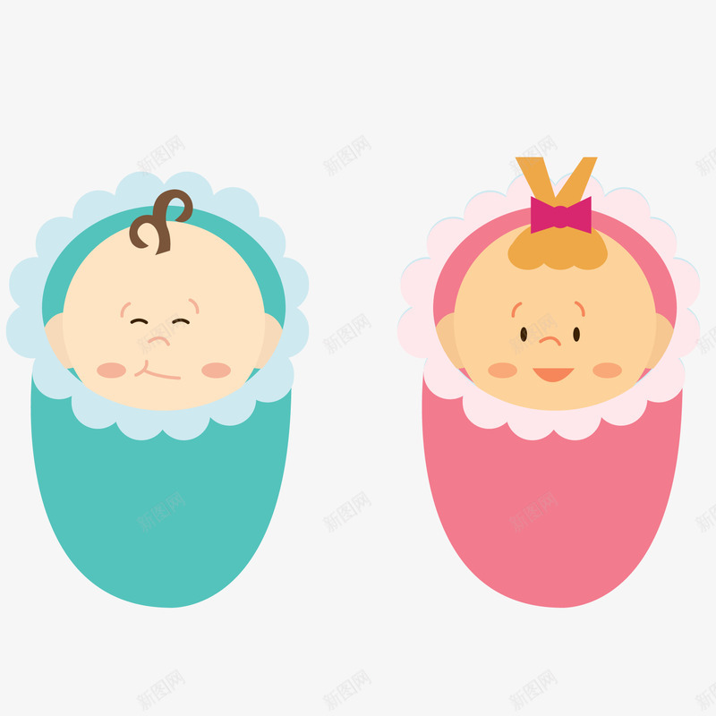 包在被子里的婴儿矢量图ai免抠素材_新图网 https://ixintu.com 人物设计 包在被子里 卡通 可爱 婴儿 扁平化 矢量图