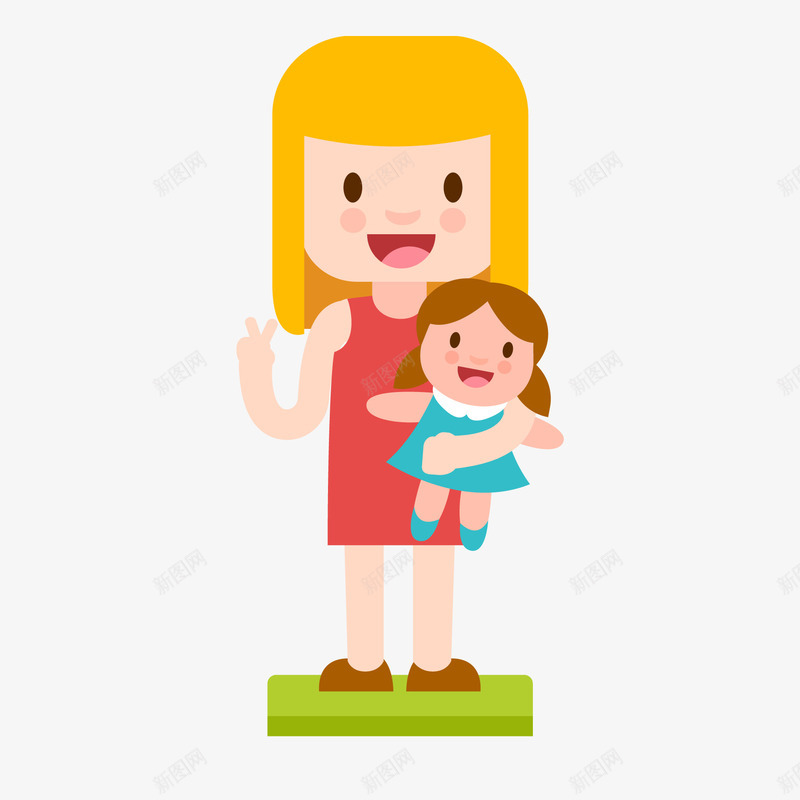 抱着洋娃娃的小女孩矢量图ai免抠素材_新图网 https://ixintu.com 人物设计 儿童 剪刀手 卡通 可爱 女孩 洋娃娃 矢量图