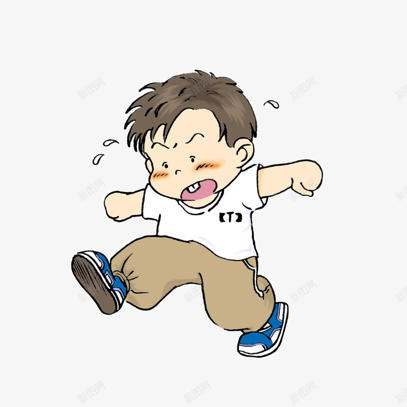 低头生气踩地的小孩png免抠素材_新图网 https://ixintu.com 低头卡通 低头往下看 凶巴巴 卡通手绘 怒气冲冲 恼火 憋屈 汗珠 生气的小孩 生气踩地