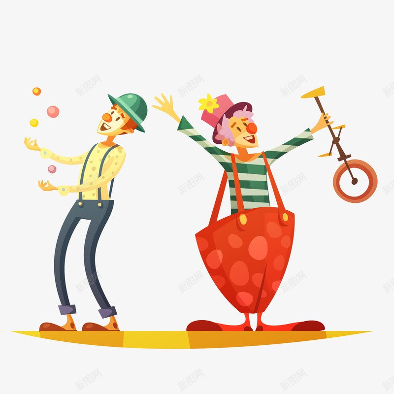 卡通表演的小丑矢量图ai免抠素材_新图网 https://ixintu.com 人物设计 小丑 彩绘 彩色 手绘 表演 矢量图
