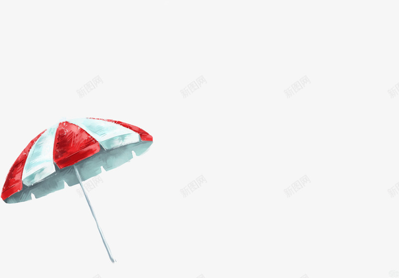 红色海滨条纹雨伞png免抠素材_新图网 https://ixintu.com 条纹 海滨 红色 雨伞