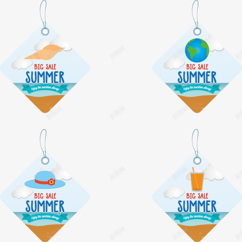 菱形夏季销售标签png免抠素材_新图网 https://ixintu.com 夏季 标签 菱形 销售
