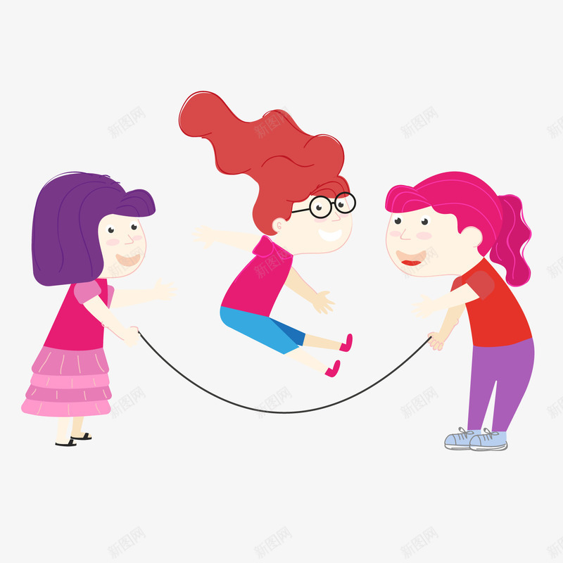 卡通跳绳小女孩png免抠素材_新图网 https://ixintu.com 卡通儿童 卡通女孩 玩耍儿童 背景装饰 跳绳小孩