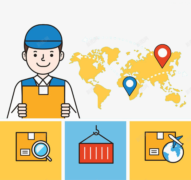 手绘扁平快递地图路线png免抠素材_新图网 https://ixintu.com 地图 快递 扁平 手绘 虚线 蚂蚁线 路线