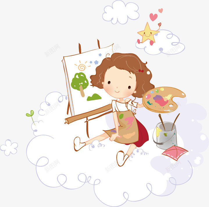 小孩画画矢量图eps免抠素材_新图网 https://ixintu.com 儿童画板 画板 画画 画画卡通小孩 矢量图