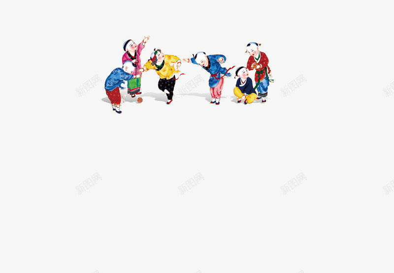 卡通人物png免抠素材_新图网 https://ixintu.com 元宵节 卡通人物 小孩 玩耍
