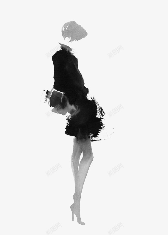 时尚女生png免抠素材_新图网 https://ixintu.com 女神 手绘女生 水彩女生 泼墨女生 长腿