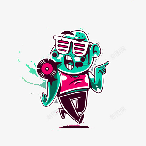 绿色的卡通人物png免抠素材_新图网 https://ixintu.com Q版 卡通 卡通人物 叛逆的 嘻哈 插画 暗黑系 涂鸦 潮流 潮牌 美式漫画 美漫 街头涂鸦