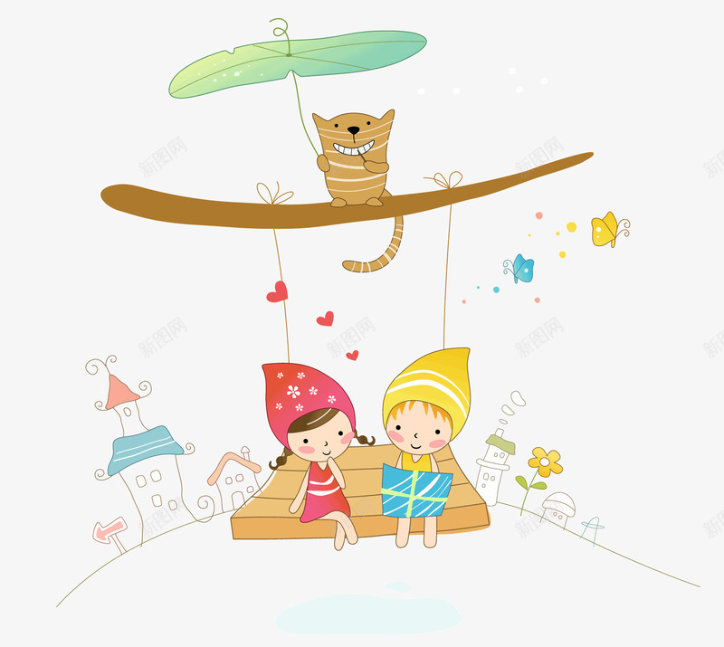卡通男孩女孩矢量图ai免抠素材_新图网 https://ixintu.com 卡通 可爱 戴着帽子的小孩 男孩女孩 矢量素材 矢量图