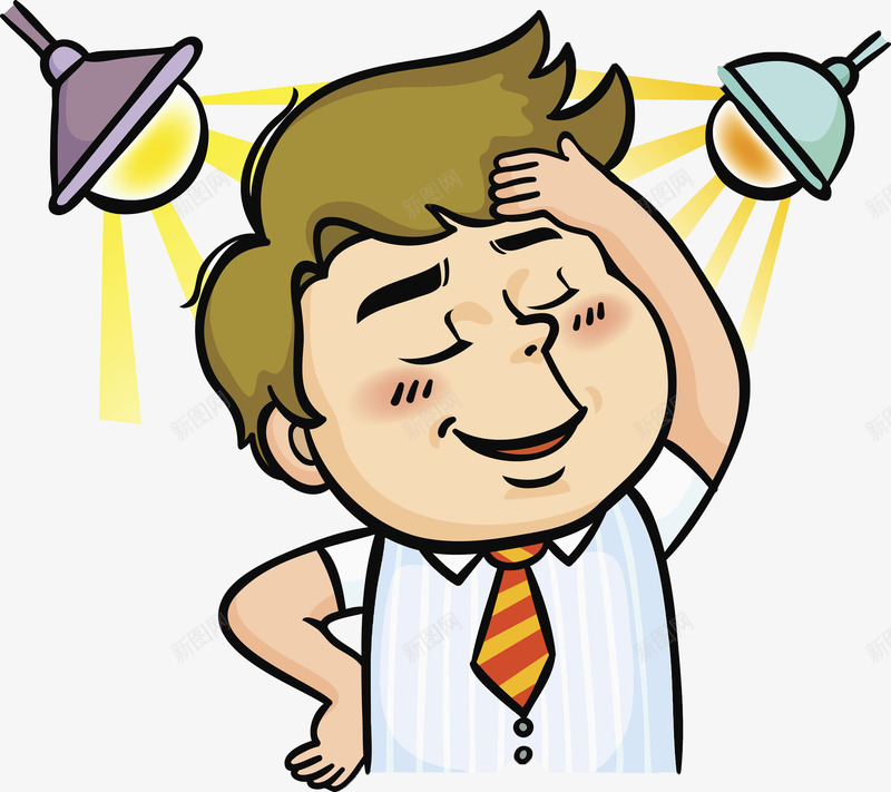 衬衫男孩png免抠素材_新图网 https://ixintu.com 卡通 可爱 微笑 手绘 条纹 男孩 短发 聚光灯 衬衫 领带