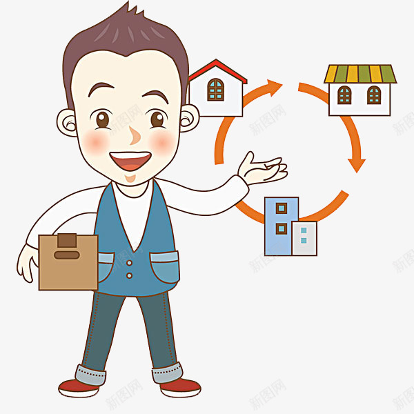 送快递的男孩png免抠素材_新图网 https://ixintu.com 包裹 卡通 帅气的 快递员 房子 手绘 男孩 简笔