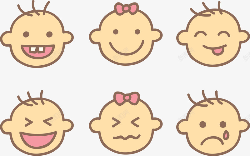 婴儿哭娃娃脸矢量图eps免抠素材_新图网 https://ixintu.com 哭 娃娃脸 婴儿 矢量图
