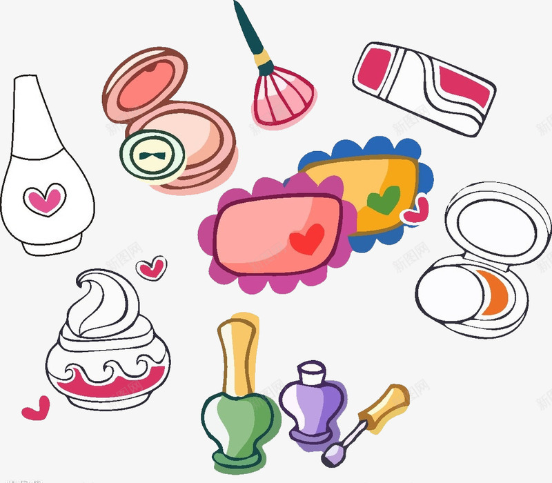 化妆用品png免抠素材_新图网 https://ixintu.com 刷子 化妆品 图案 小镜子 护甲油 指甲油 生活用品 生活百科 粉底 设计 镜子