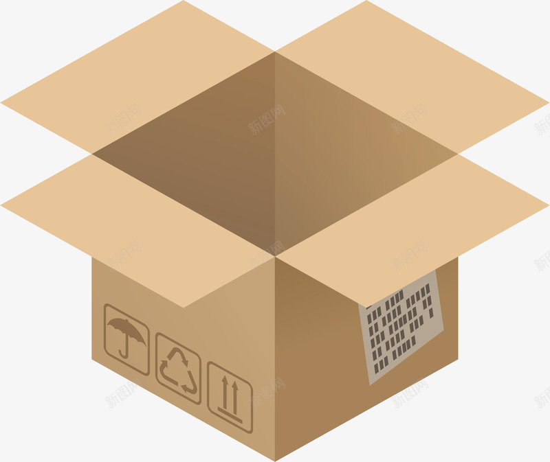 打开的快递纸壳箱矢量图ai免抠素材_新图网 https://ixintu.com 快递 快递箱 快递纸箱 打开的纸箱 矢量png 纸箱 矢量图