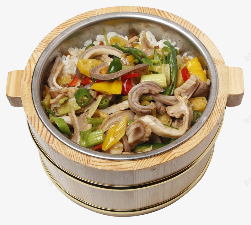 猪耳木桶饭png免抠素材_新图网 https://ixintu.com 主食 产品实物 快餐 拌饭 晚饭 木桶饭 猪耳木桶饭 盖饭 米饭 美味 餐饮美食