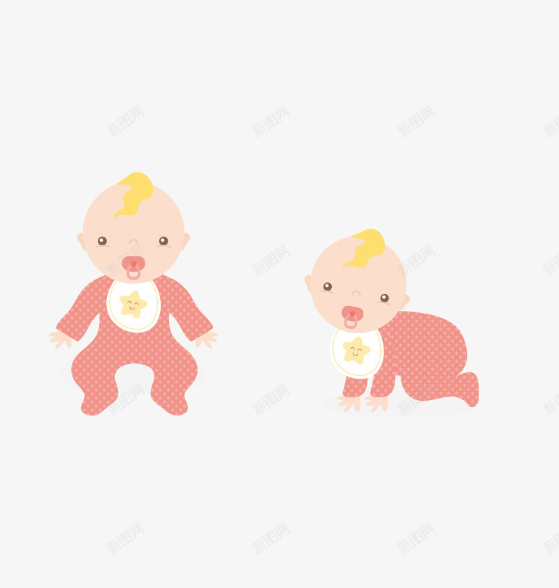 男宝宝png免抠素材_新图网 https://ixintu.com 卡通 哈衣 奶嘴 婴儿 爬行