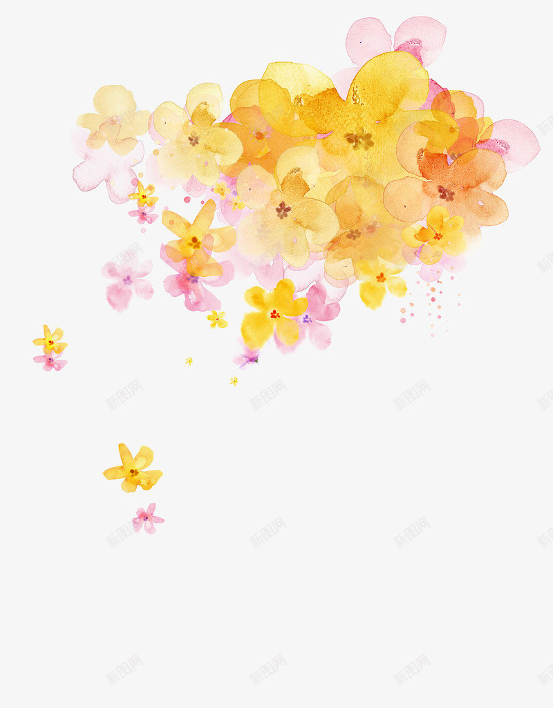 韩式彩绘花朵png免抠素材_新图网 https://ixintu.com 彩色 背景 花朵 装饰图案 韩式
