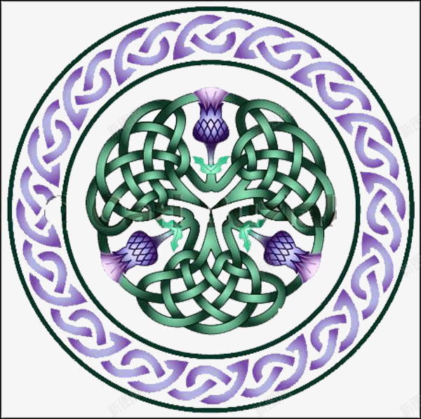 紫色花结png免抠素材_新图网 https://ixintu.com 圆环 打结 紫花 绿枝