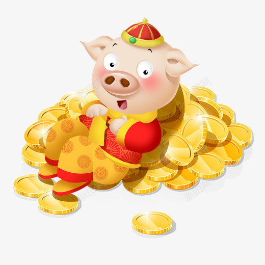 金色财富小猪元素psd免抠素材_新图网 https://ixintu.com 光泽 富贵 小猪 帽子 财富 质感 金币 金色 鼻子