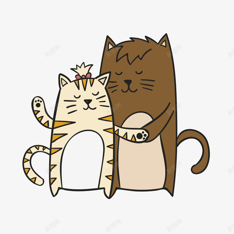 卡通线条爱情小猫矢量图eps免抠素材_新图网 https://ixintu.com 卡通 卡通动物 卡通可爱 卡通小猫 可爱动物 爱情小猫 矢量图