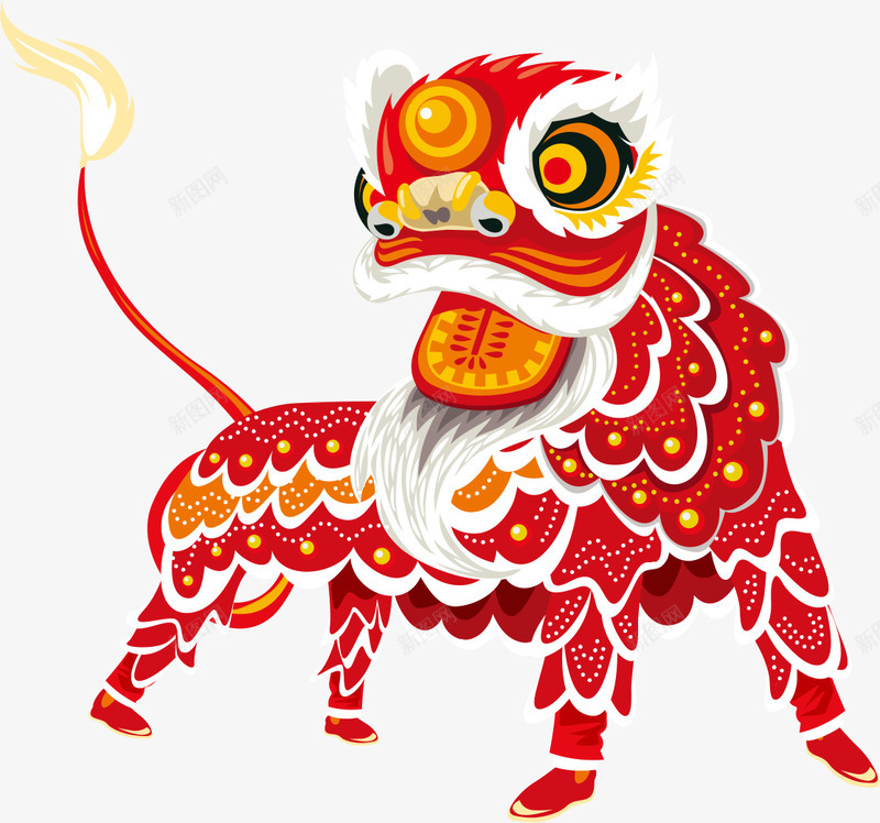 红色中国风新年舞狮png免抠素材_新图网 https://ixintu.com 新年 新春 春节 狮子头 舞狮 节庆舞狮 过年