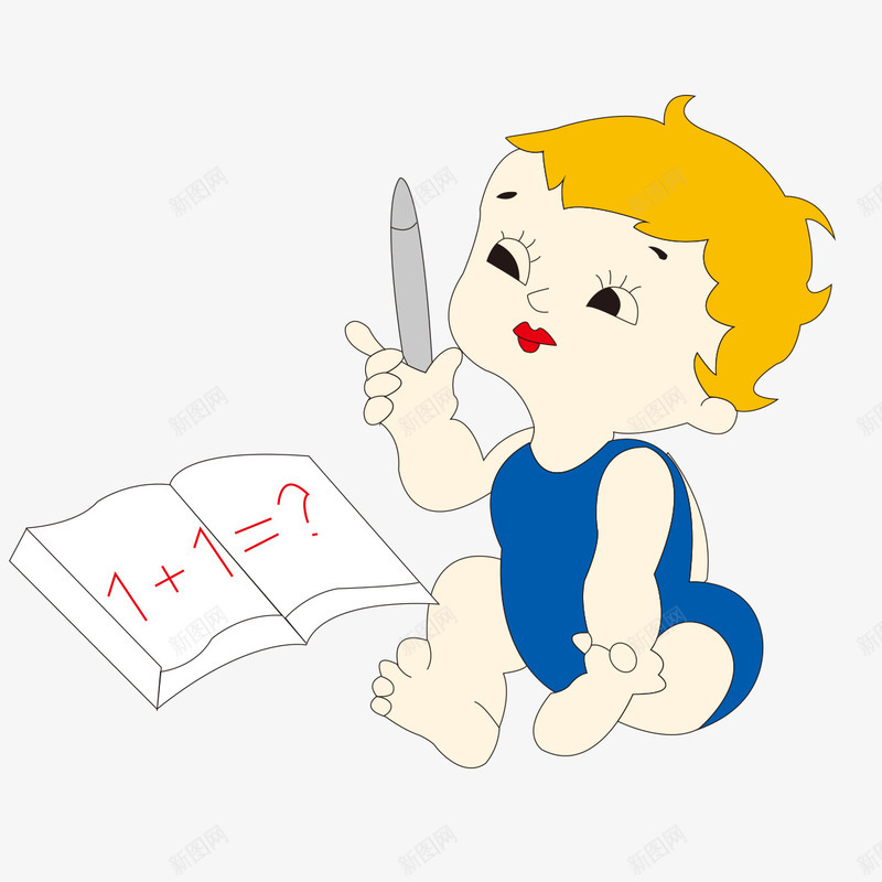 思考中的小孩子png免抠素材_新图网 https://ixintu.com 儿童 小孩子 思考 深思