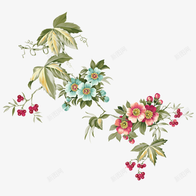 彩绘花朵花枝png免抠素材_新图网 https://ixintu.com 彩绘 花朵 花枝