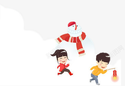 雪人嬉戏图png免抠素材_新图网 https://ixintu.com 人物 嬉戏图 春节 过年 雪人
