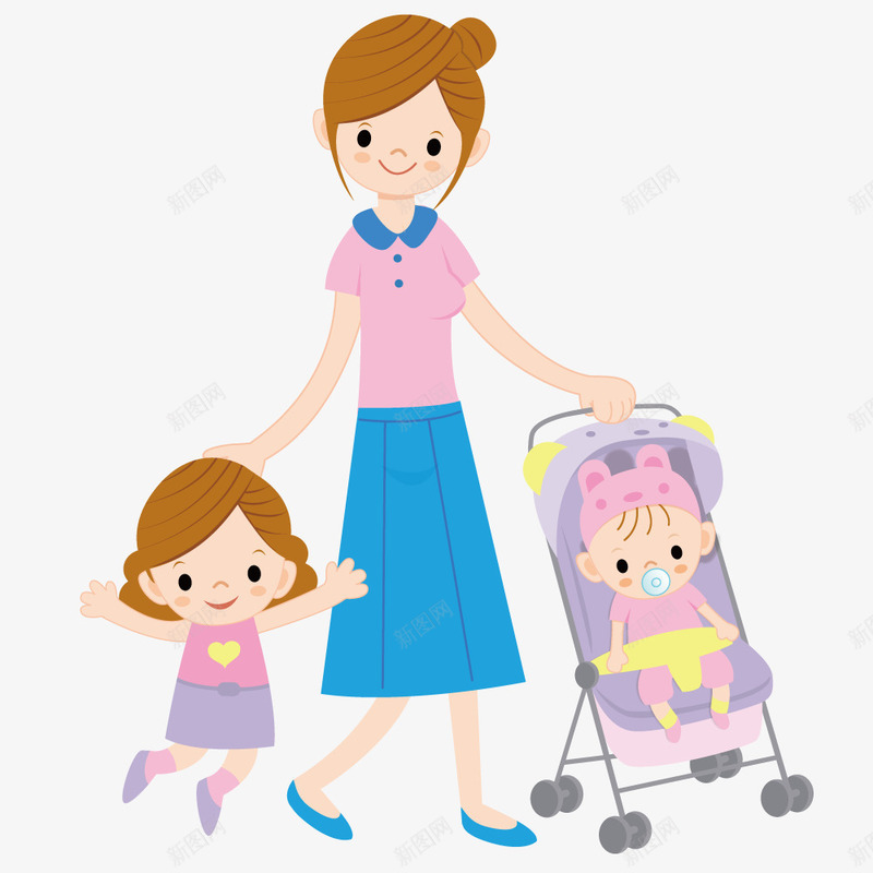 妈妈带着孩子玩耍矢量图ai免抠素材_新图网 https://ixintu.com 婴儿 孩子 手绘 母亲 矢量人物 矢量图