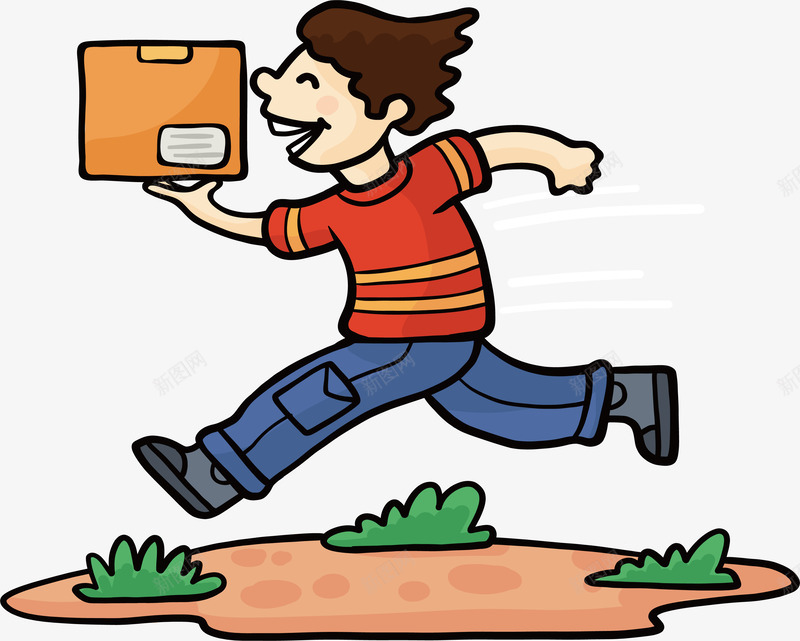 奔跑着送快递png免抠素材_新图网 https://ixintu.com 奔跑 奔跑快递 快递 手绘送快递 矢量png 送快递