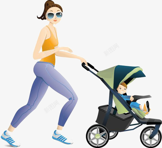 少妇png免抠素材_新图网 https://ixintu.com 妇女 婴儿车 扁平化 辣妈
