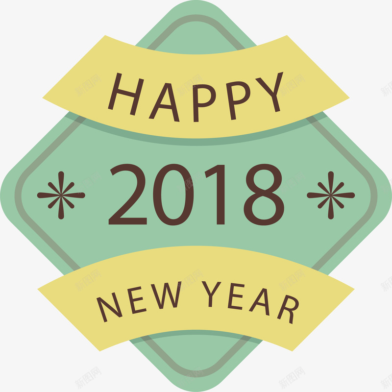绿色菱形新年标签png免抠素材_新图网 https://ixintu.com 2018 happyNewYear 新年标签 矢量png 绿色标签 菱形