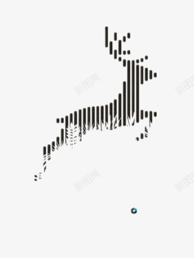 鹿png免抠素材_新图网 https://ixintu.com 动物 拼接 条纹 黑白