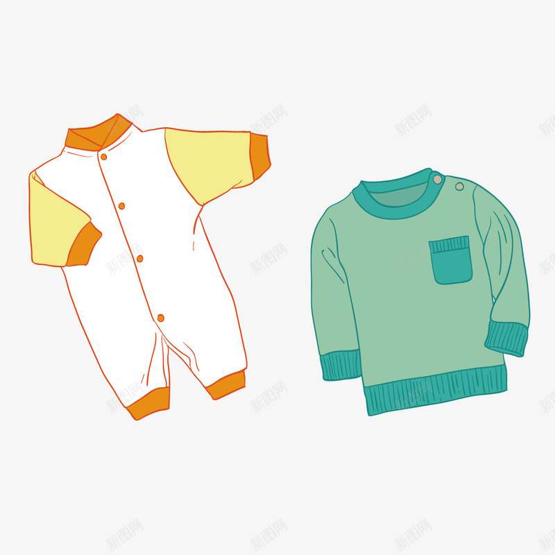 宝宝连体衣png免抠素材_新图网 https://ixintu.com 上衣 婴儿 童衣 绿色