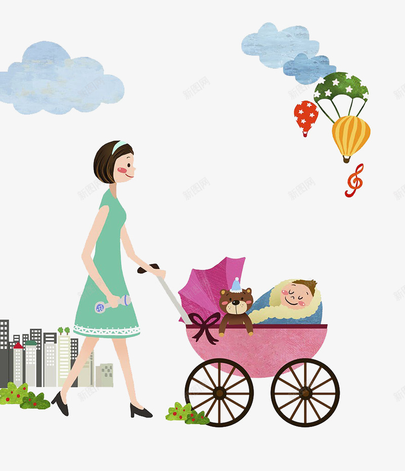 婴儿车中的婴儿png免抠素材_新图网 https://ixintu.com 卡通手绘 婴儿 婴儿车 宝宝 小孩 熟睡 熟睡的婴儿 睡眠 睡觉 进入梦乡 逛逛