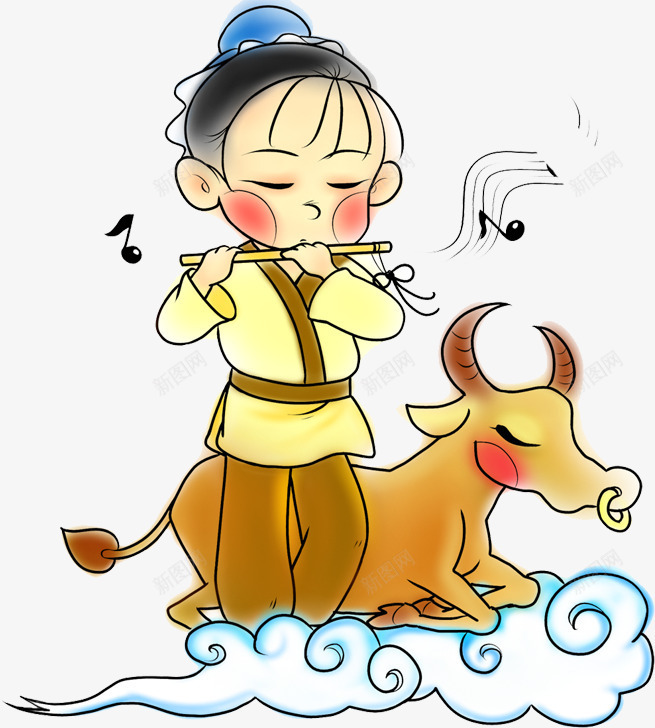 卡通吹笛子小孩png免抠素材_新图网 https://ixintu.com 卡通 小孩 笛子